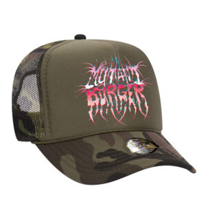Mutant Burger Camo Chrome Logo Trucker Hat